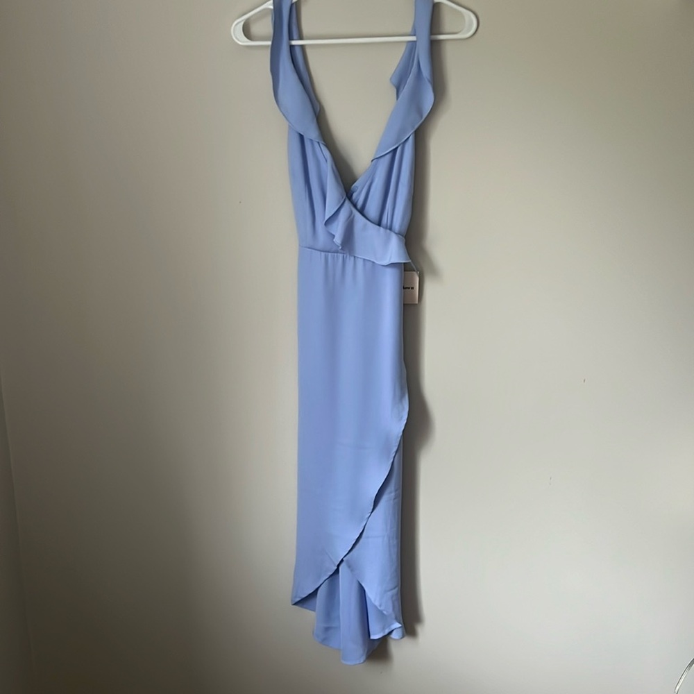 Revolve/superdown periwinkle ruffle midi dress, XS